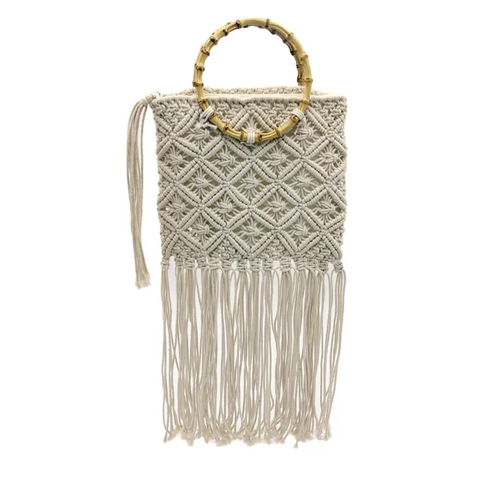 Közepes bambusz horgolt táska